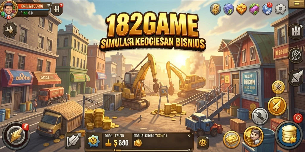Tampilan berwarna-warni dari gameplay Tycoon yang menarik.