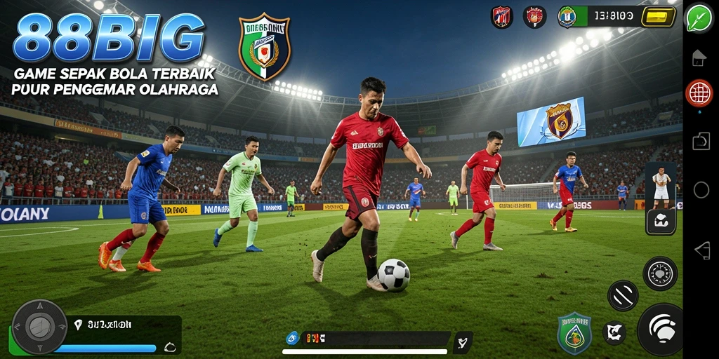 Tampilan gameplay menegangkan dari 88BIG saat pertandingan sepak bola.