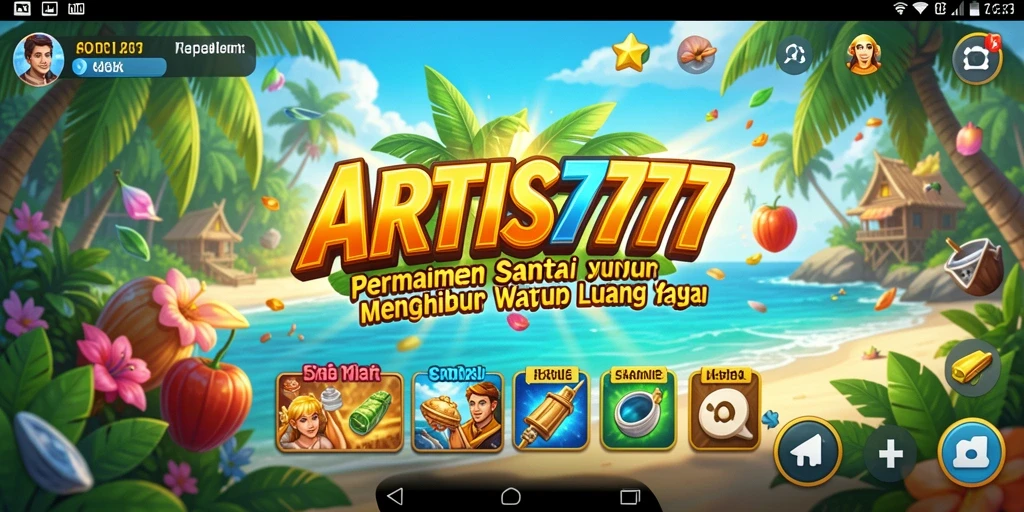 Screenshot ARTIS777 menampilkan gameplay yang ceria dan menawan.