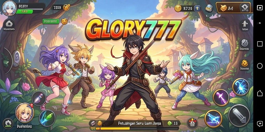 Screenshot GLORY777 menampilkan aksi karakter anime dalam petualangan epik.
