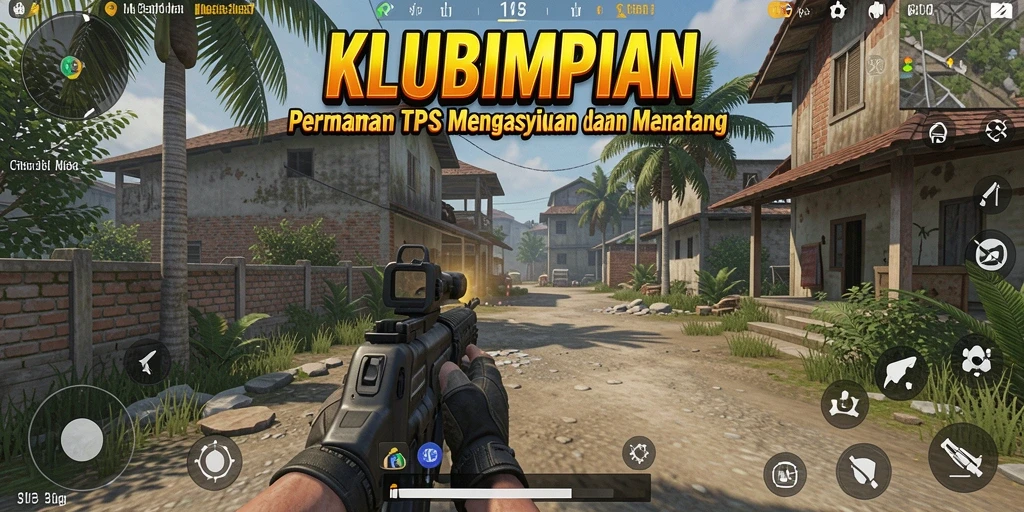 Screenshot utama KLUBIMPIAN menampilkan aksi seru di medan perang TPS.