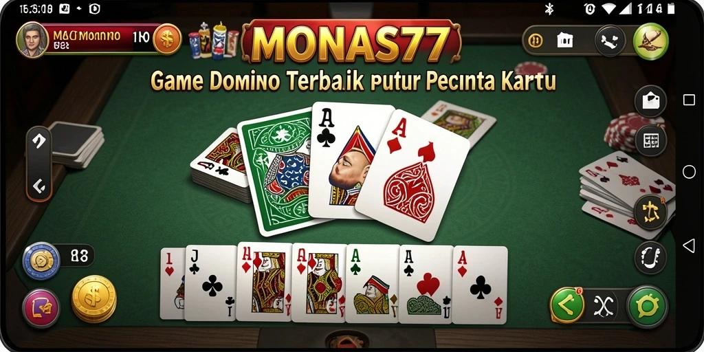 Tampilan gameplay menarik dari MONAS77, permainan Domino yang seru.