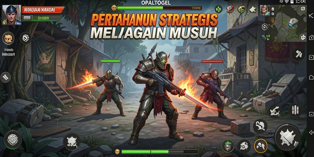 Screenshot gameplay OPALTOGEL dengan menara dan musuh.