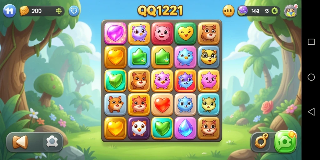 Tangkapan layar gameplay QQ1221 yang menampilkan momen mencocokkan warna.