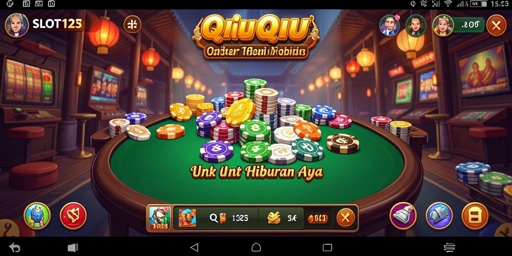 Tampilan gameplay menarik SLOT123 dengan fitur QiuQiu yang seru.