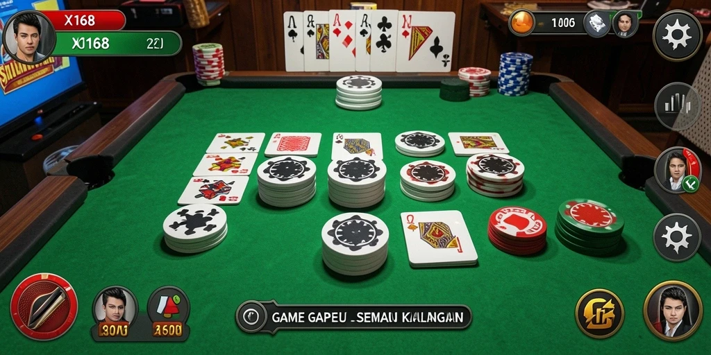 Tampilan gameplay seru dalam X168 yang menggambarkan permainan Gaple.