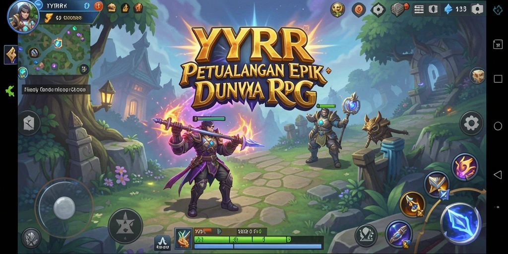 Screenshot gameplay YYRR yang menampilkan aksi petualangan RPG yang intens.