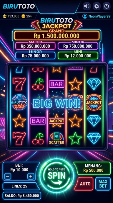 Tampilan utama aplikasi birutoto yang menawan.